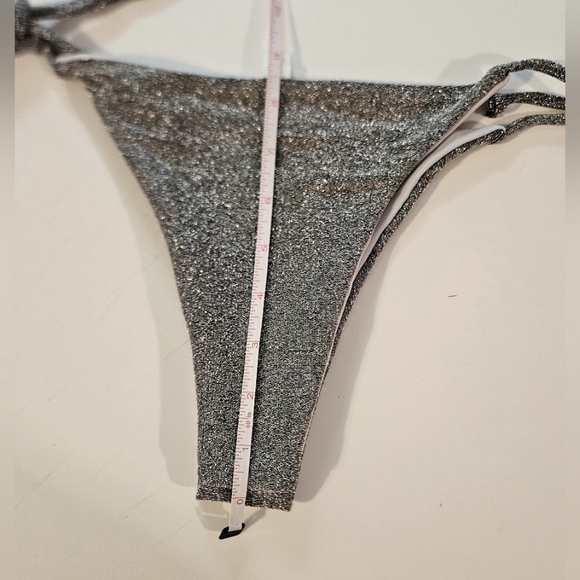 Silver Metallic Shimmering Swim Bikini Bottom - Picture 3 of 5